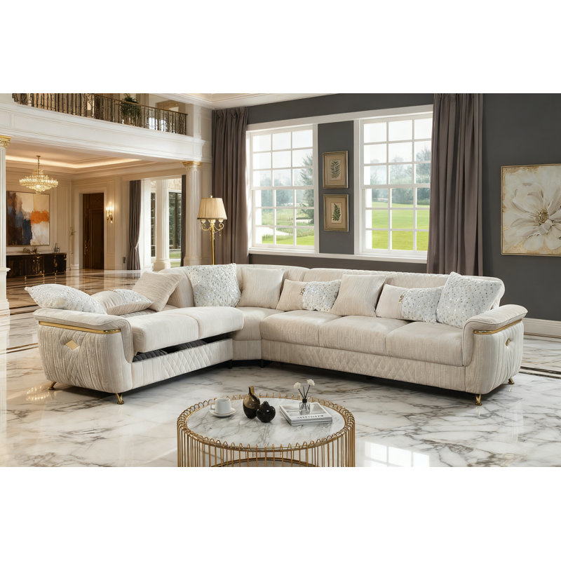 Canapé modulaire réversible Aurora, Tissu crème