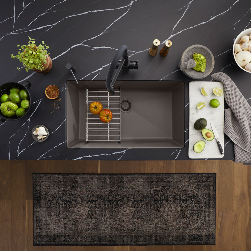 Precis SILGRANIT 30" L X 18" W Undermount Kitchen Sink, Cinder