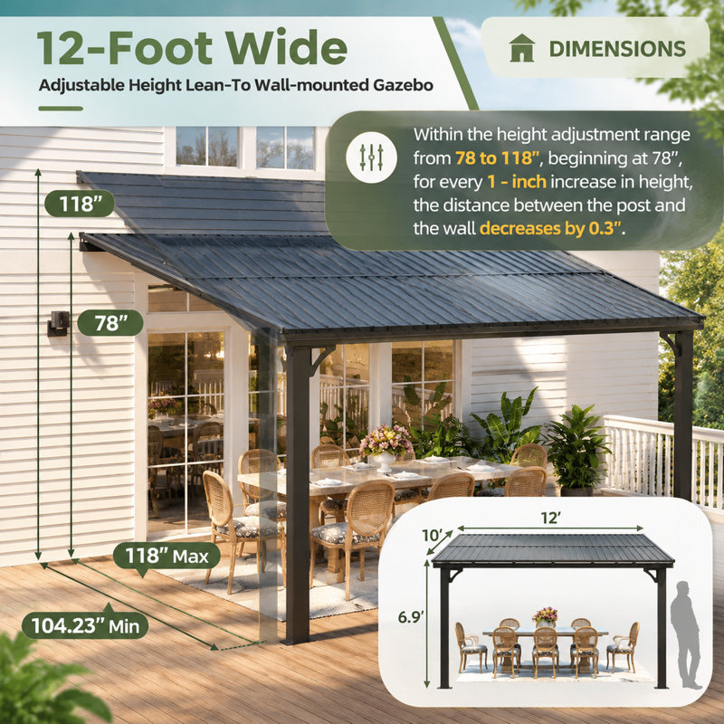 Pergola d'extérieur à hauteur ajustable pour terrasse