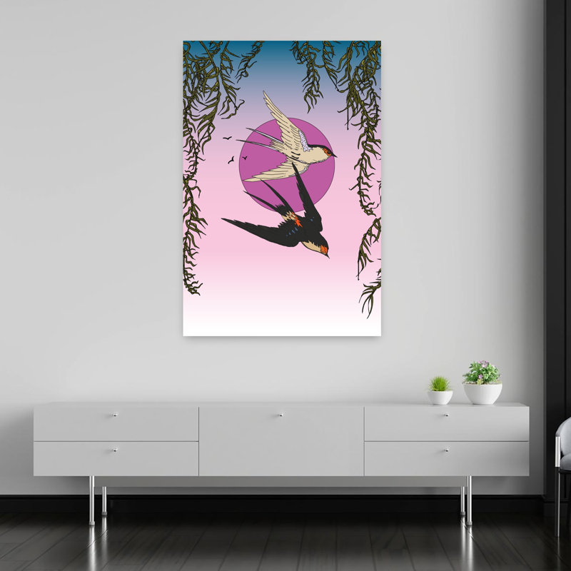 Contemporary Art Contemporary Modern Peaceful Bird Nature Sunset Wall Art - Wrapped Canvas Print, 152.4 cm H x 101.6 cm W