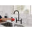 Black 3-Hole Deck Mount Bridge Kitchen Faucet with Side Sprayer (Stainless Steel)-120089034