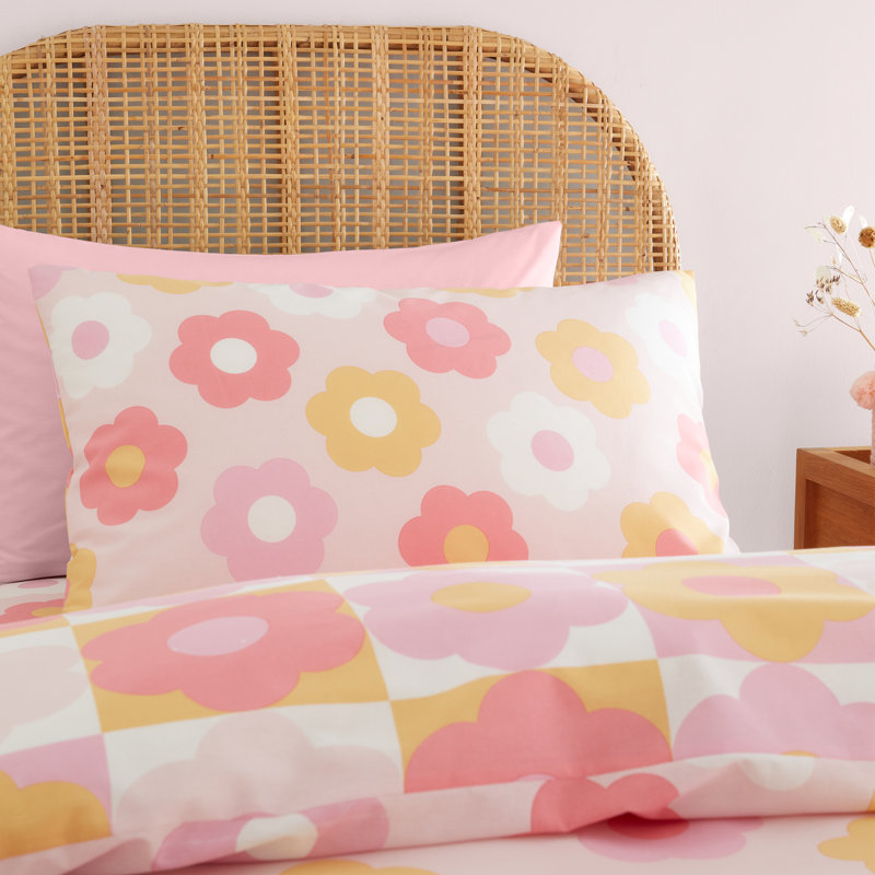 Retro Daisy Reversible Duvet Cover Set, Double