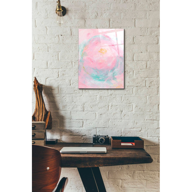 «Pink Peony», art mural en verre acrylique, H 16 po x l 12 po