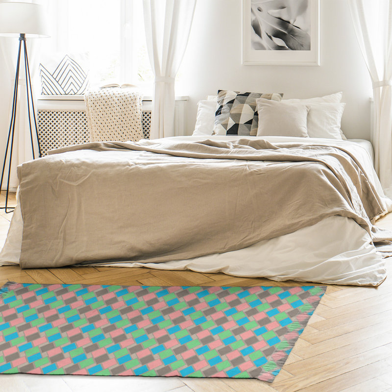 Tapis vert/rose/bleu rétro diamants Mcguigan, Non