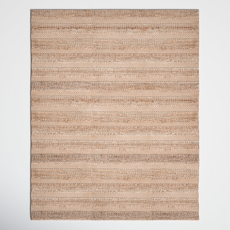 Abianna Geometric Flatweave Ivory/Natural Area Rug, Rectangle 8' x 10'