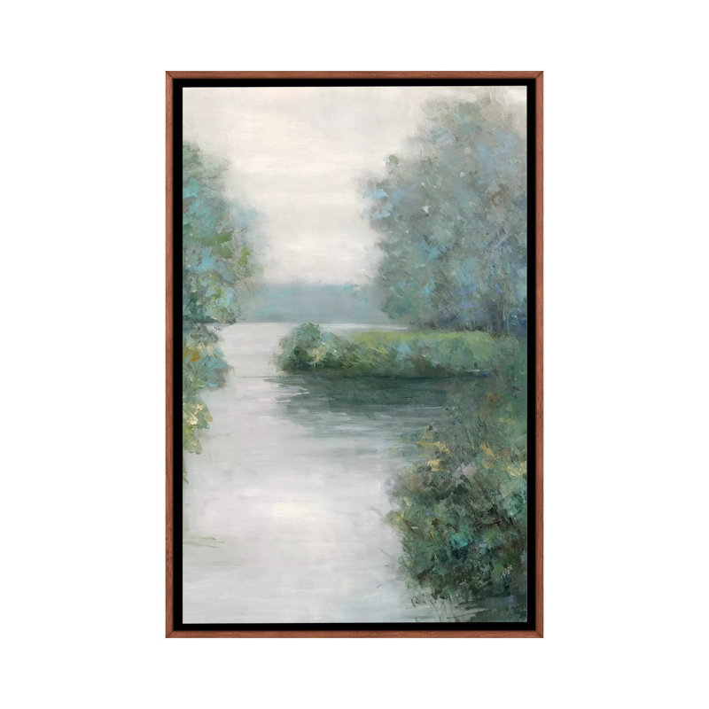 «Secret Cove» par Sally Swatland - reproduction d'art, H 60 po x l 40po x P 1,5 po, Toile avec cadre en bois brun classique