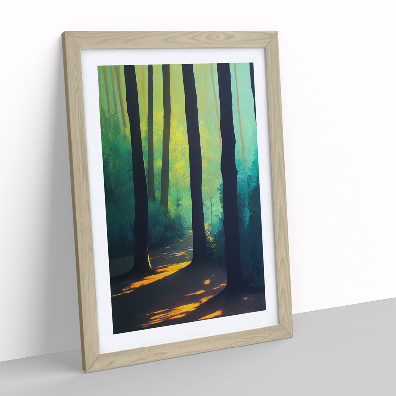 Inspiring Forest - Single Picture Frame Painting, 34cm H x 25cm W x 2cm D, Oak