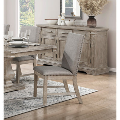 Ensemble de 2 chaises d'appoint rembourrées avec dossier et garniture cloutée avec finition brun gris