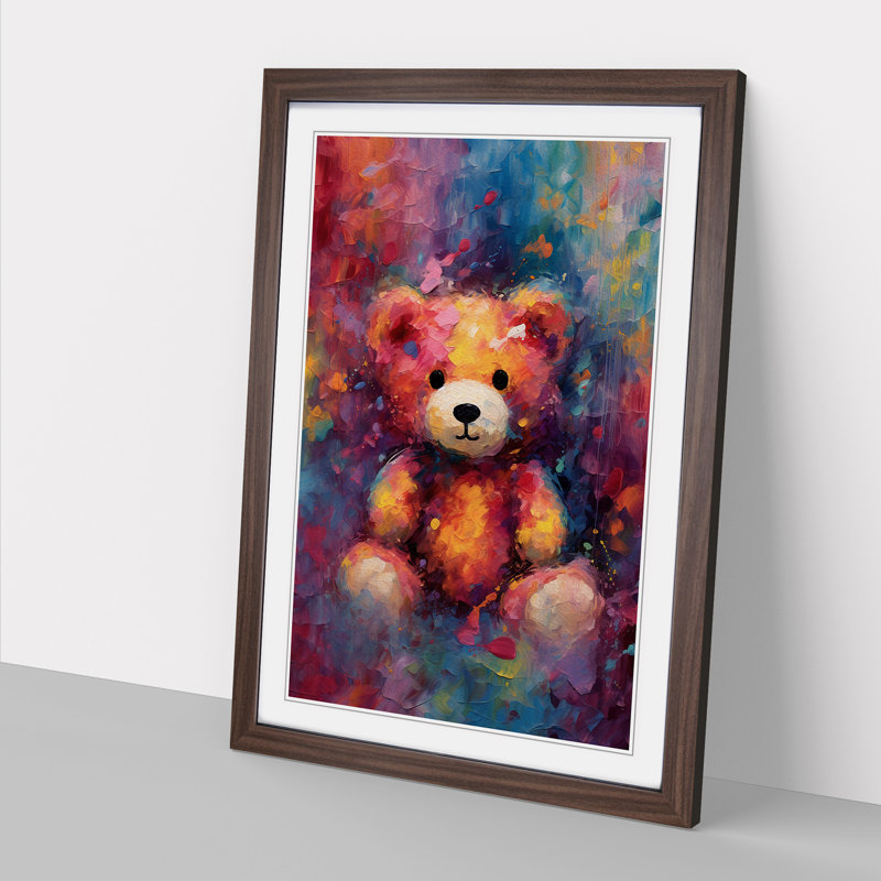 Teddy Bear Abstract Art - Framed Print, 64cm H x 46cm W, Walnut Framed