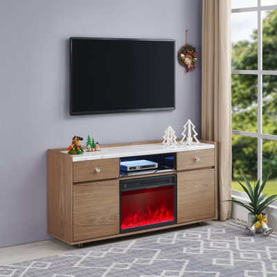 59" W Modern Electric Fireplace TV Stand for Up to 65" TVs | Sideboard Console