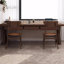 Bureau rectangulaire en bois massif avec tiroirs Walnut-1909400451