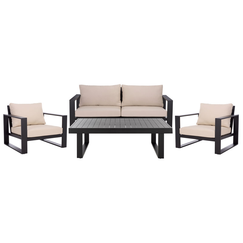 Dwyer 4 Person Patio Conversation Set, Black