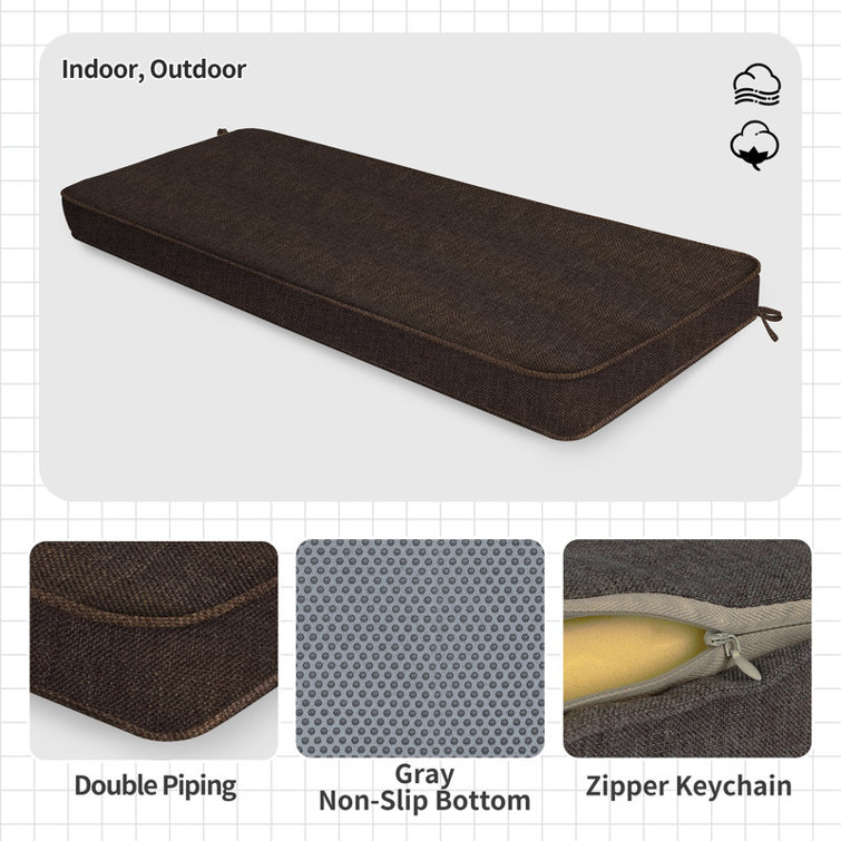 Customizable Bench Cushion For Indoor/Outdoor Furniture/Chair/Window Seat, Premium 75D High-Resilience Foam