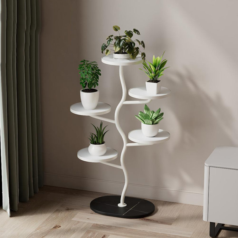 Support pour plante à 5 niveaux, Blanc / blanc