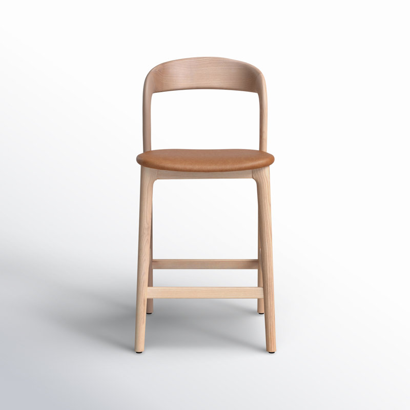 Kayla Leather Bar & Counter Stool, Counter Stool (26.5" Seat Height), Sonoma Butterscotch Genuine Leather/Natural