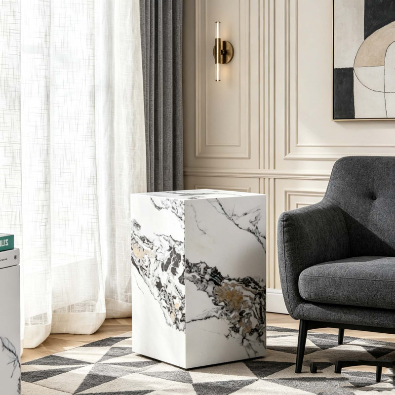 Modern MDF End Table, White