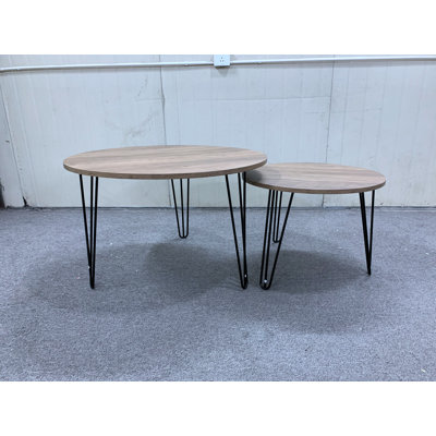 27.56'' Round Nesting Coffee Table Set Of 2, Circular Nesting End Table Set