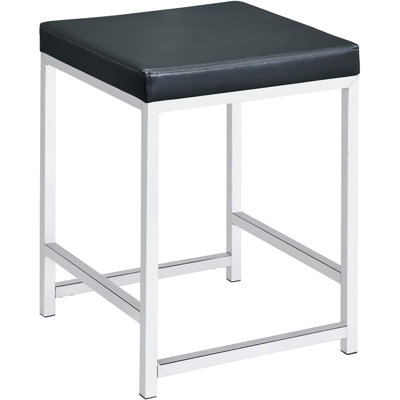 Tabouret carré moderne en similicuir gris foncé pour meuble-lavabo décoratif avec coussin en mousse