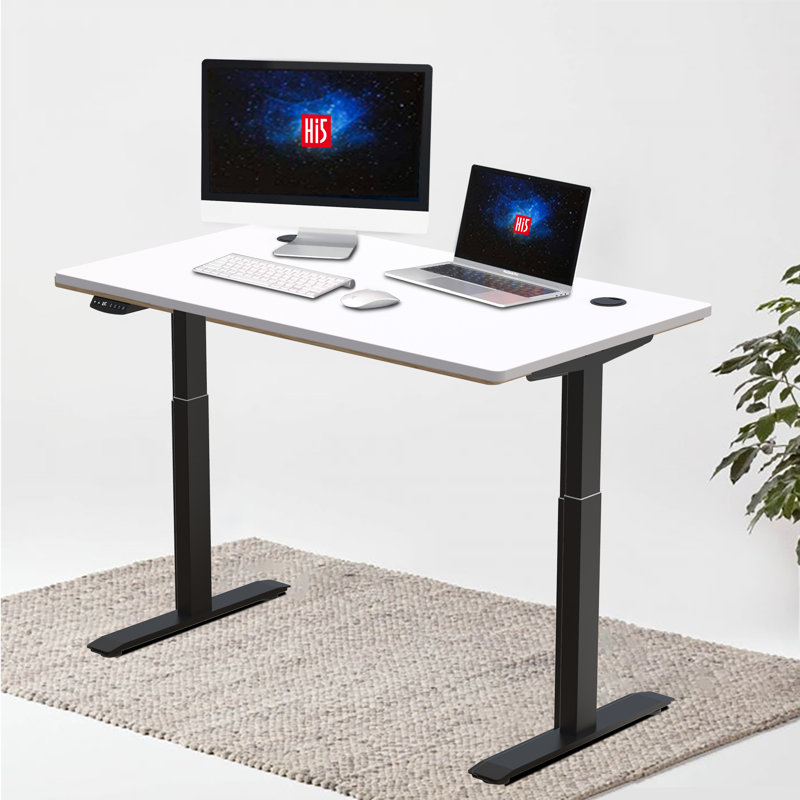 Johnathon Adjustable Metal Base Standing Desk, Black