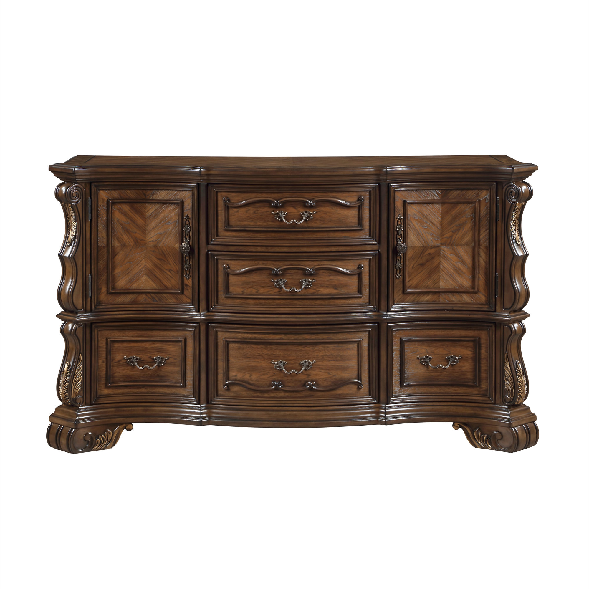 Astoria Grand Formal Traditional Dark Brown Finish Luxury Dresser Of 5X ...