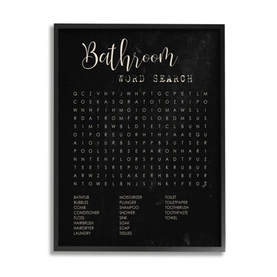 Salle de bain, recherche de mots sur fond noir vieilli