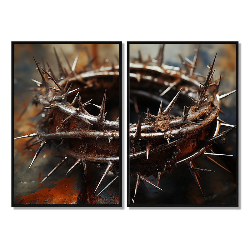 «Crown of Thorns Christianity I», art mural sur toile Christianisme spirituel, Noir, H 36 po x l 48 po
