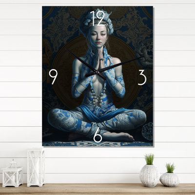 Horloge murale moderne bleu Yogini