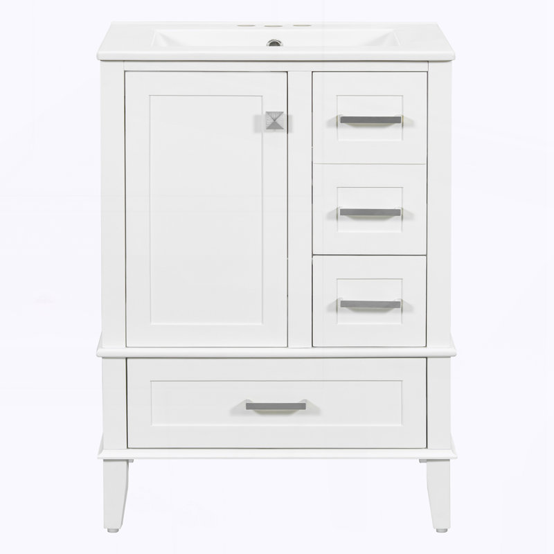 Meuble-lavabo 24,8 po avec lavabo en céramique, Blanc