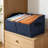 Fabric Storage Bins with Handles, Trapezoid Storage Cubes for Organizing Blankets, Towels, Office Supplies, 6-Pack, Navy Blue