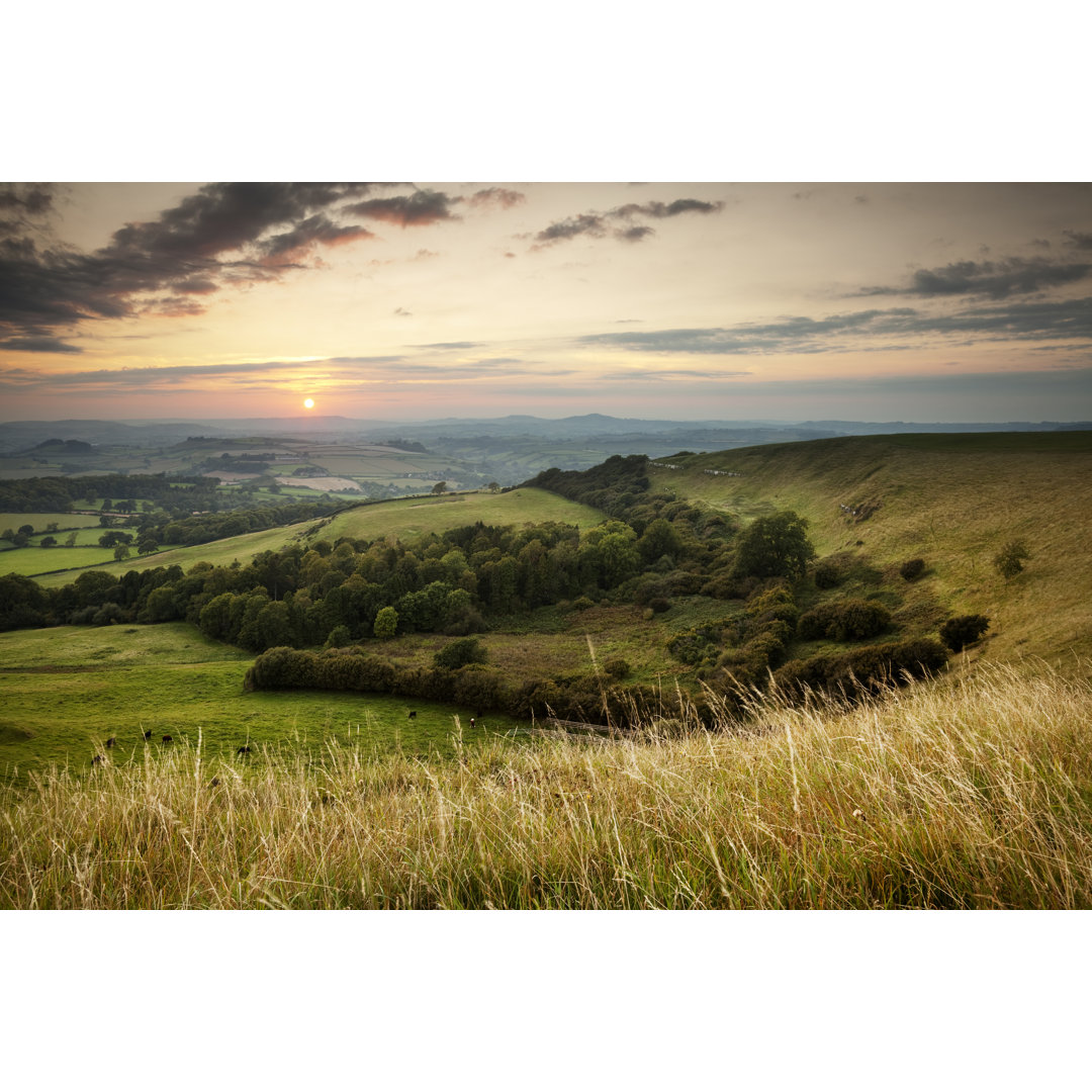 Sonnenuntergang über der englischen Landschaft von Blackbeck - Leinwandbild