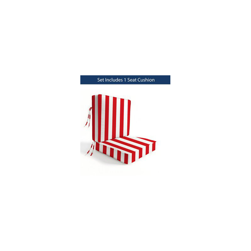 3" Deep Seat Chair Cushion Stripe Border Frame - Water-Resistant, Burgundy