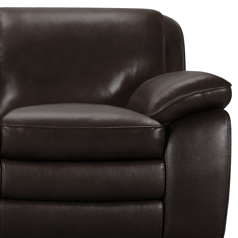 Talon Upholstered 91.5'' Sofa, Brown Genuine Leather