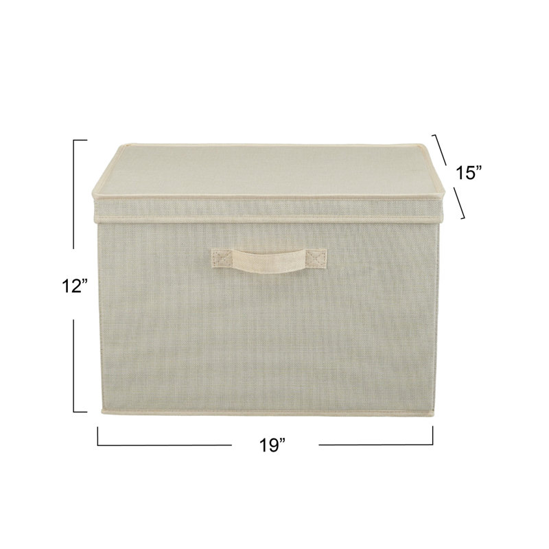 Wide Storage Box, Cream, 12" H x 18.5" W x 15" D