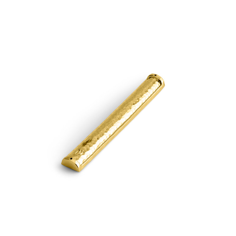 Hammertone Mezuzah, Gold, 6.25" H x 1" W x 1" D