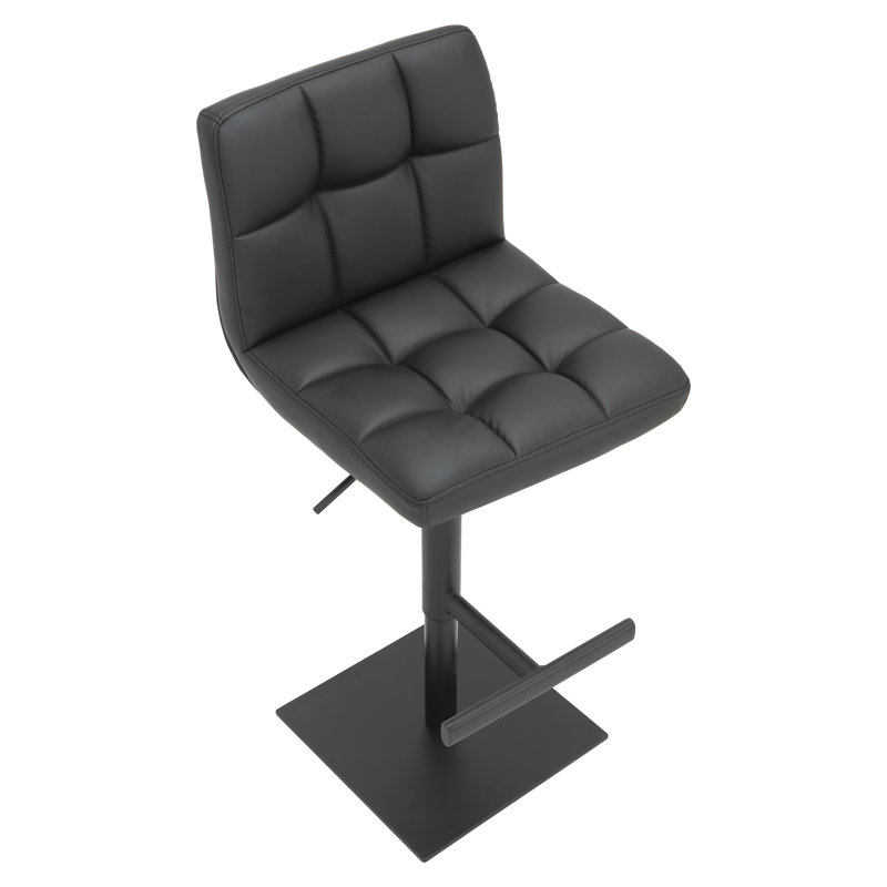 Hetem Swivel Upholstered Adjustable Height Counter Stool with Metal Frame, Black