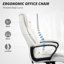 Fauteuil de direction à haut dossier et massage à vibration 6 points, blanc