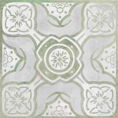 " Gray And Light Sage Italian Tile Fresco "