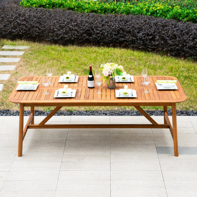 Table de salle à manger d'extérieur rectangulaire extensible en bois d'acacia
