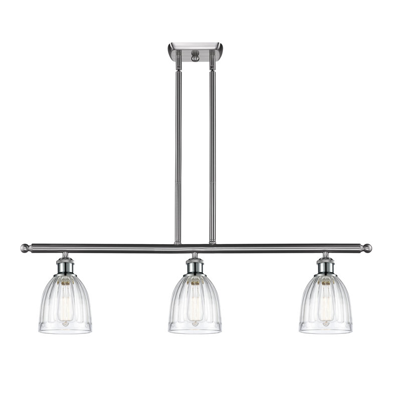 Luminaire suspendu en dôme à 3 lumières pour îlot de cuisine Dunder, Ampoule non incluse, Nickel satiné brossé