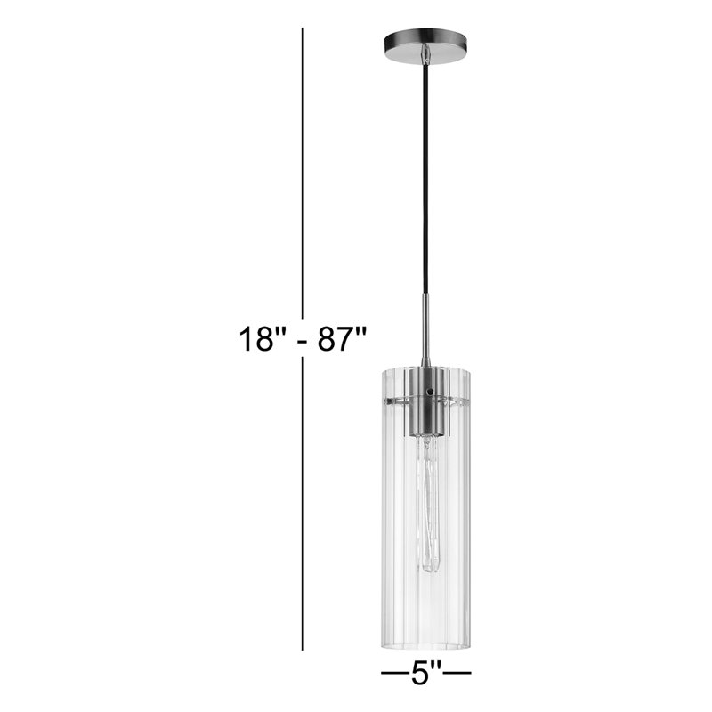 Luminaire suspendu cylindrique à 1 lumière Breckynn, Noir mat