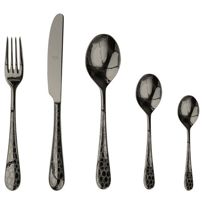 Ensemble de couverts Coccodrillo avec cuillères Moka - 30 pièces - Or noir