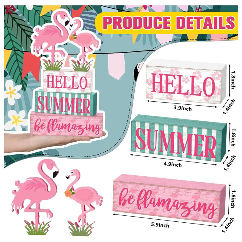 Flamingo Summer Tabletop Decor Set 4 Piece