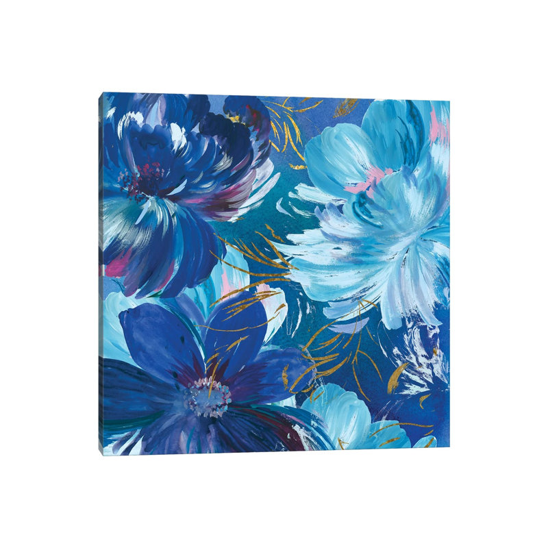 Midnight Floral II by Asia Jensen - Wrapped Canvas Painting, 30.48 cm H x 30.48 cm W