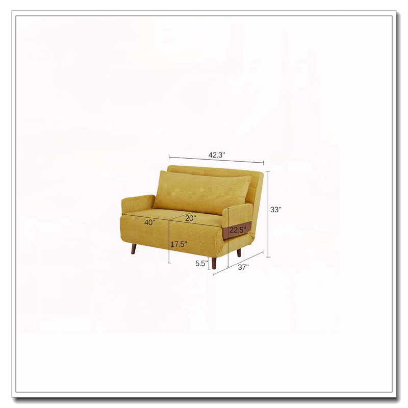 Fauteuil d'appoint rembourré convertible, Jaune