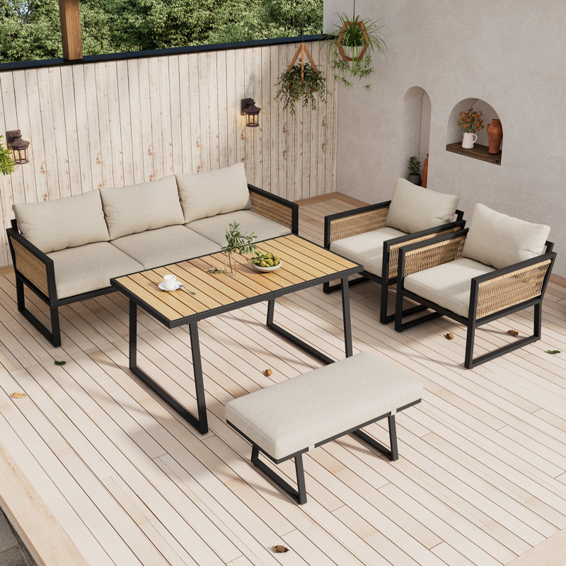 7 - Person Patio Dining Set with Rectangular Table