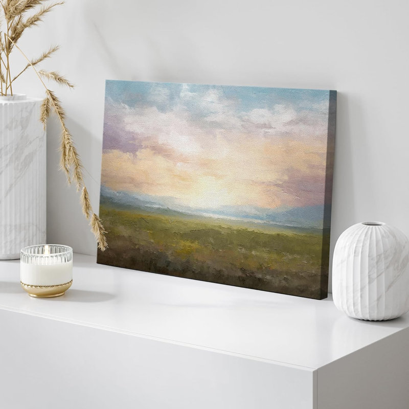 Minimal Landscape " Sunset Sky Rustic Grass Field Nature Landscape Fine Art Large Wall Art Pictures Bedroom Office "