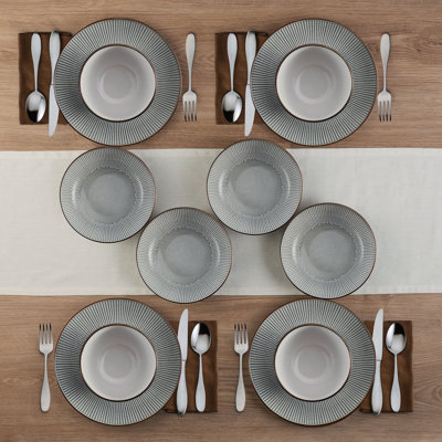 Service de table en grès 12 pièces, service pour 4 Arlie