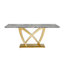 Marble Dining Table For 6 People, Rectangle Faux Marble Dining Table With Mirrored Finish Stainless Steel Base, Modern Large Size Marble Kitchen Table(Only Table)