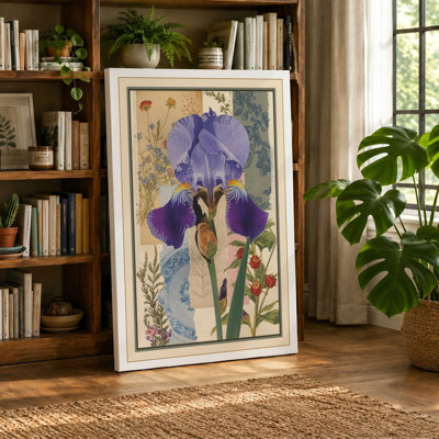 Purple Iris Study Botanical - Wrapped Canvas