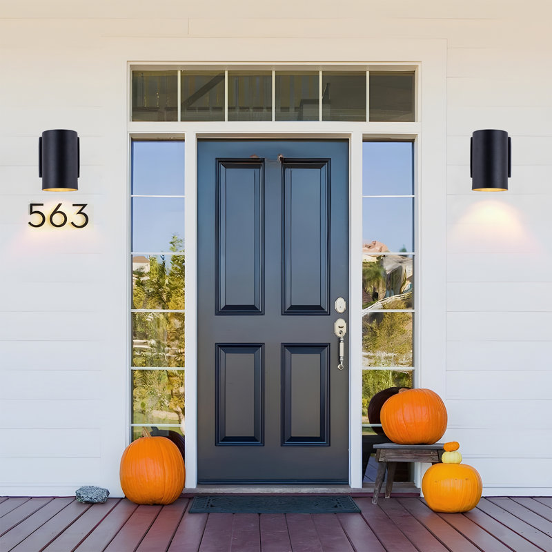 Outdoor Wall Lights Matte Black Up & Down Square Wall Sconces (E26 Base, Bulb Not Included), 2, 7"